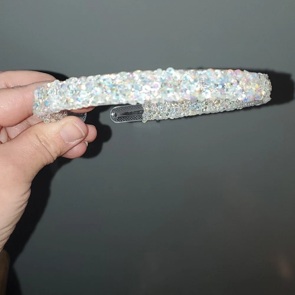 New boutique handmade rhinestone glitter flexible plastic headband - Picture 3 of 5